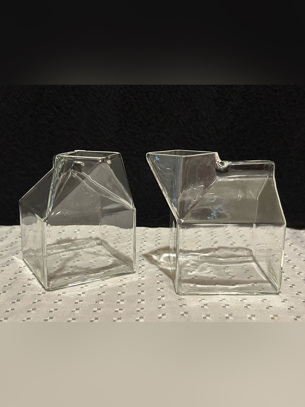 Half Pint Hand-Blown Glass Milk Carton Set Of 2